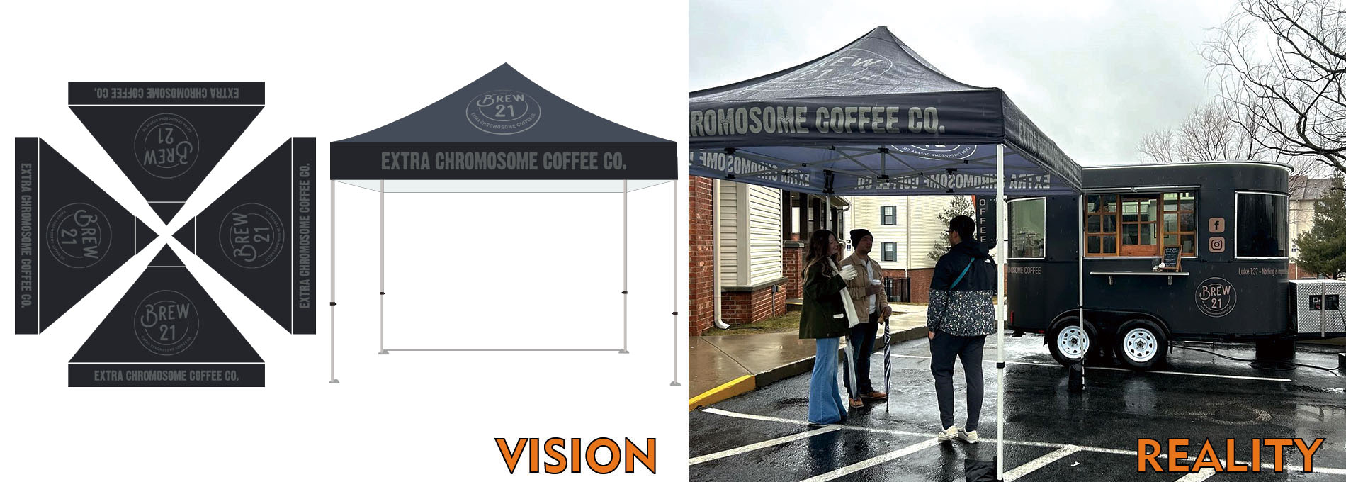 Branded tent at a corporate sports event.